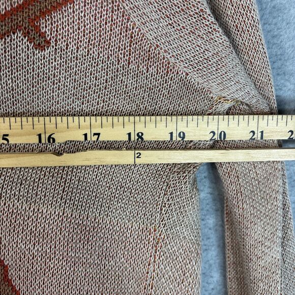 Long Cardigan M Tan Red Orange Aztec Southwestern Open Artsy Earthy Cowgirl - Picture 13 of 13